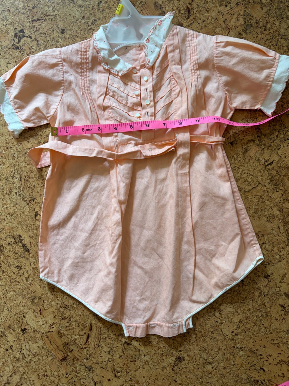 Peach 1950’s  Short-Sleeve Girls'  romper with Peter Pan Collar
